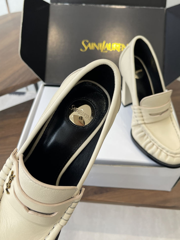 最高級サンローランスーパーコピー Saint Laurent 10cm ル ローファー パンプス イールスキン 2628441 ローファー レディース ブランド - 画像 (8)