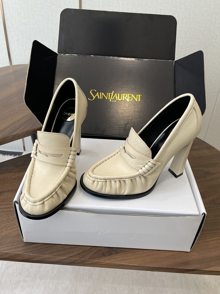 最高級サンローランスーパーコピー Saint Laurent 10cm ル ローファー パンプス イールスキン 2628441 ローファー レディース ブランド - 画像 (3)