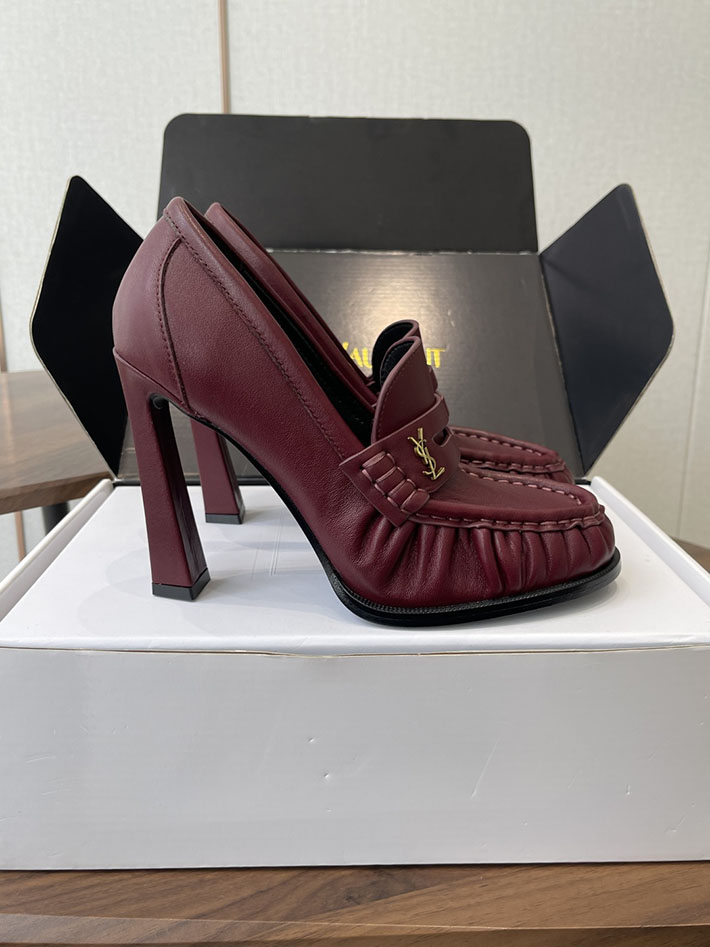 最高級サンローランスーパーコピー Saint Laurent 10cm ル ローファー パンプス イールスキン 2628442 ローファー レディース おしゃれ - 画像 (4)
