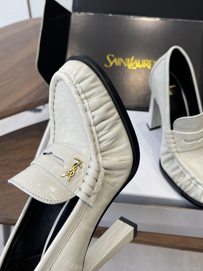 最高級サンローランスーパーコピー Saint Laurent 10cm ル ローファー パンプス イールスキン 2628443 ローファー レディース 歩きやすい - 画像 (8)