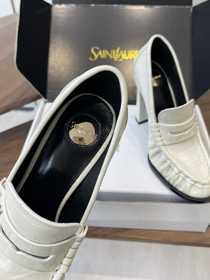 最高級サンローランスーパーコピー Saint Laurent 10cm ル ローファー パンプス イールスキン 2628443 ローファー レディース 歩きやすい - 画像 (7)