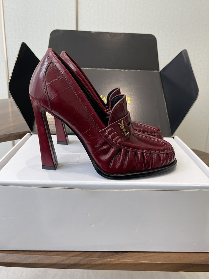 最高級サンローランスーパーコピー Saint Laurent 10cm ル ローファー パンプス イールスキン 2628444 ローファー レディース コーデ - 画像 (4)