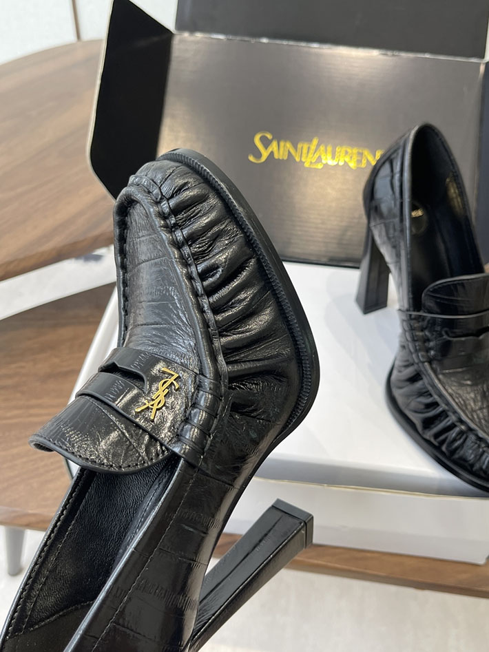 最高級サンローランスーパーコピー Saint Laurent 10cm ル ローファー パンプス イールスキン 2628445 ローファー レディース 40代 - 画像 (9)