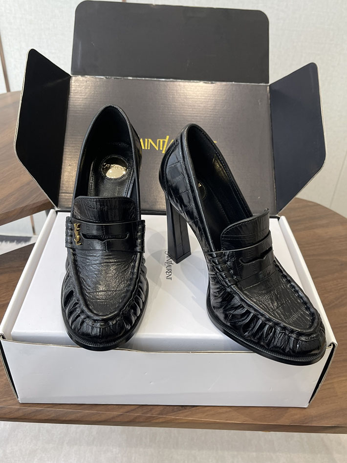 最高級サンローランスーパーコピー Saint Laurent 10cm ル ローファー パンプス イールスキン 2628445 ローファー レディース 40代 - 画像 (3)