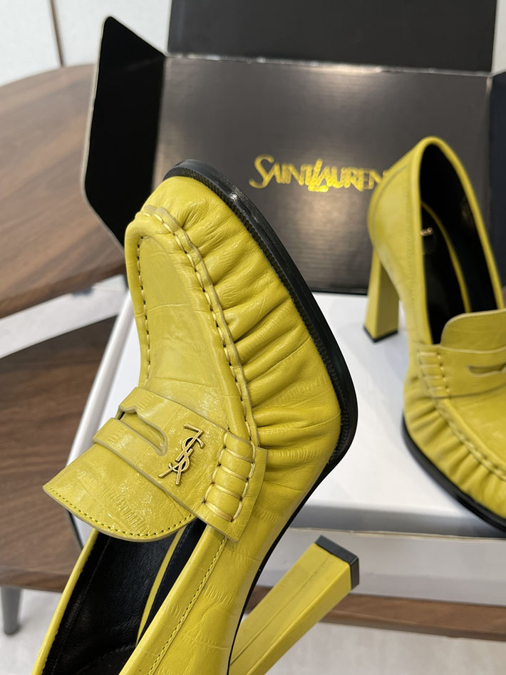 最高級サンローランスーパーコピー Saint Laurent 10cm ル ローファー パンプス イールスキン 2628447 ヒールローファー ブランド - 画像 (9)