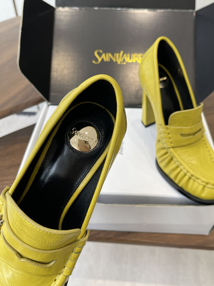 最高級サンローランスーパーコピー Saint Laurent 10cm ル ローファー パンプス イールスキン 2628447 ヒールローファー ブランド - 画像 (8)