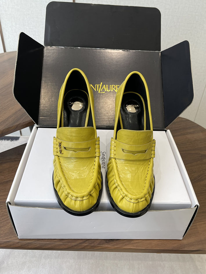 最高級サンローランスーパーコピー Saint Laurent 10cm ル ローファー パンプス イールスキン 2628447 ヒールローファー ブランド - 画像 (5)