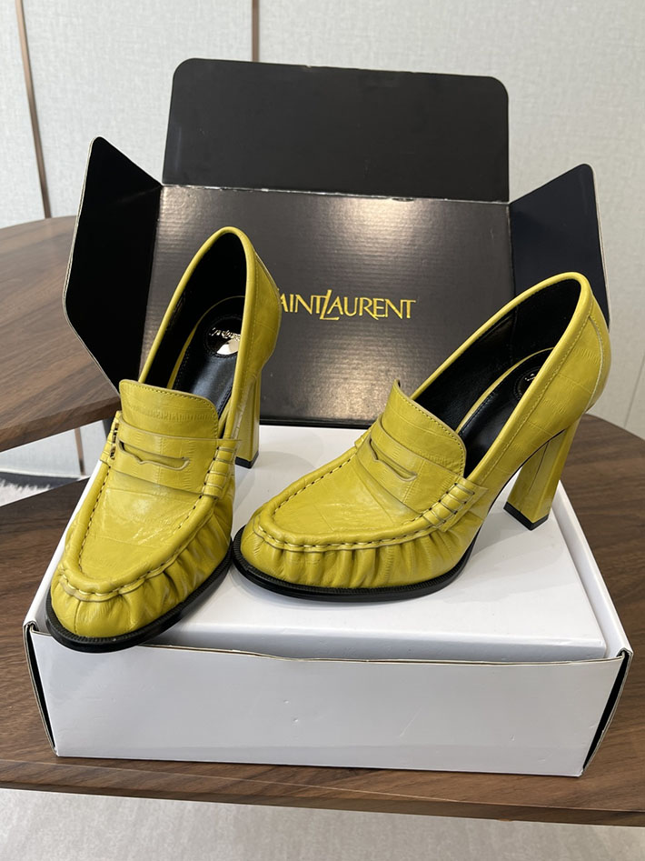 最高級サンローランスーパーコピー Saint Laurent 10cm ル ローファー パンプス イールスキン 2628447 ヒールローファー ブランド - 画像 (3)