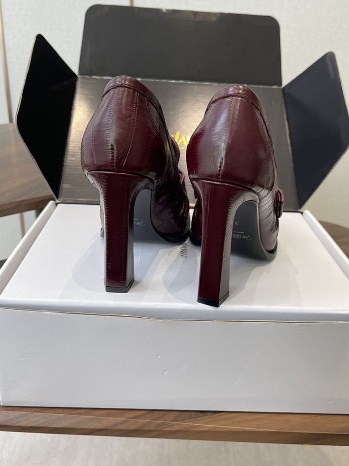 最高級サンローランスーパーコピー Saint Laurent 10cm ル ローファー パンプス イールスキン 2628448 ヒール ローファー ハイブランド - 画像 (7)
