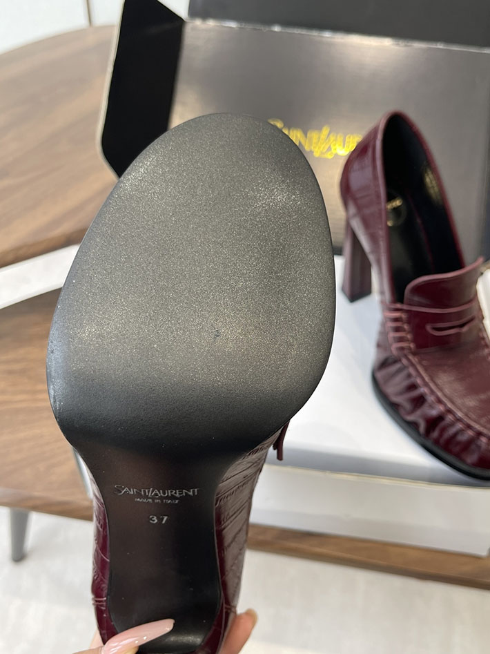 最高級サンローランスーパーコピー Saint Laurent 10cm ル ローファー パンプス イールスキン 2628448 ヒール ローファー ハイブランド - 画像 (6)