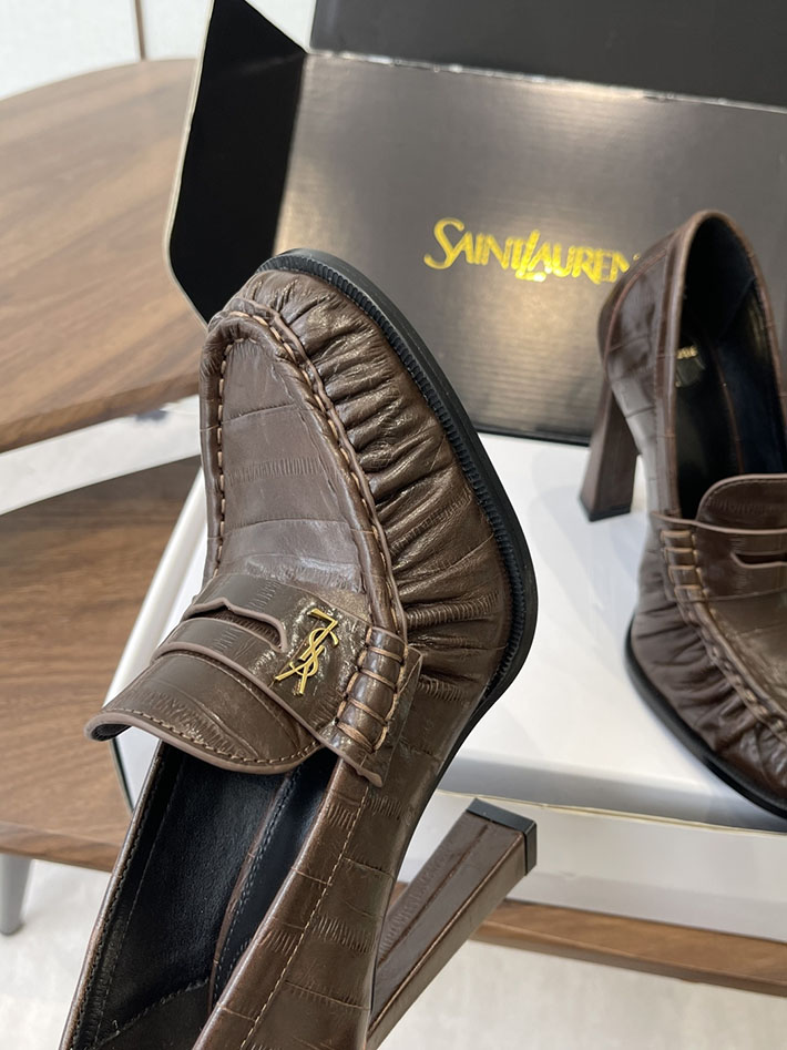最高級サンローランスーパーコピー Saint Laurent 10cm ル ローファー パンプス イールスキン 2628449 ローファー ヒール おしゃれ - 画像 (8)