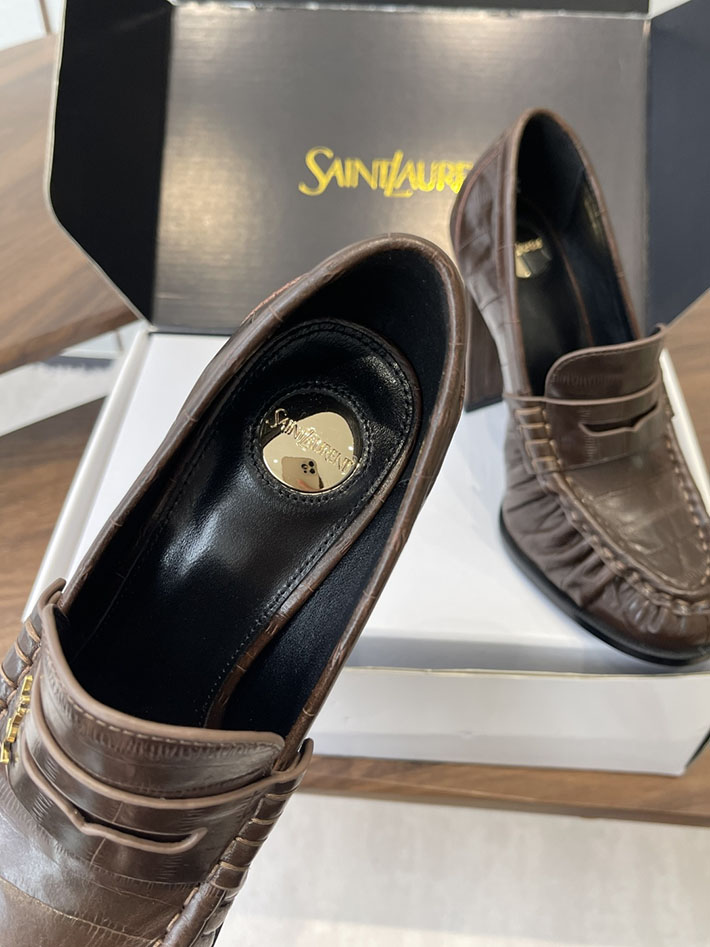最高級サンローランスーパーコピー Saint Laurent 10cm ル ローファー パンプス イールスキン 2628449 ローファー ヒール おしゃれ - 画像 (7)