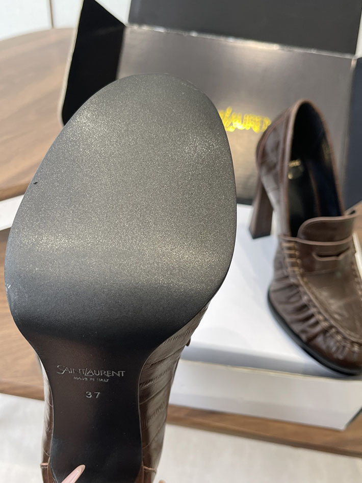 最高級サンローランスーパーコピー Saint Laurent 10cm ル ローファー パンプス イールスキン 2628449 ローファー ヒール おしゃれ - 画像 (6)
