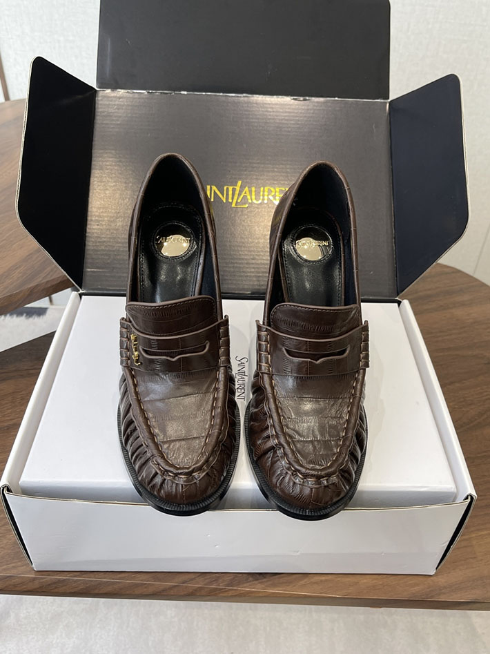 最高級サンローランスーパーコピー Saint Laurent 10cm ル ローファー パンプス イールスキン 2628449 ローファー ヒール おしゃれ - 画像 (5)