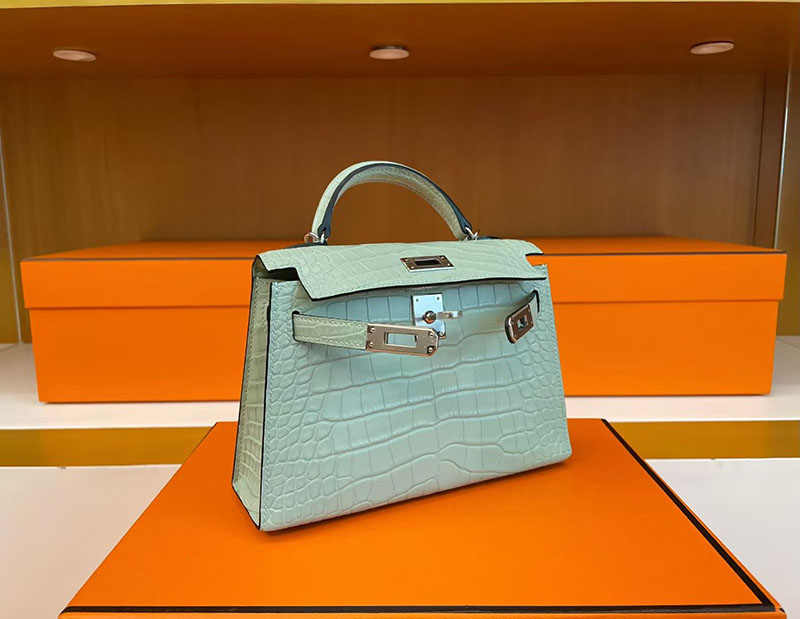 エルメス ケリーミニ2 HERMES ケリーミニ2 外縫い ヴェールデュー クロコダイル シルバー金具 2627822 エルメス 新作バッグ - 画像 (7)