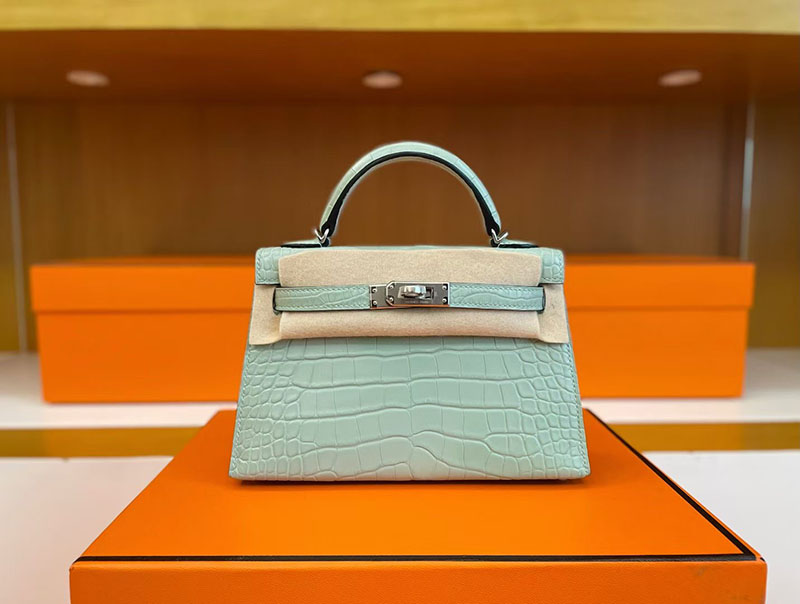 エルメス ケリーミニ2 HERMES ケリーミニ2 外縫い ヴェールデュー クロコダイル シルバー金具 2627822 エルメス 新作バッグ - 画像 (5)