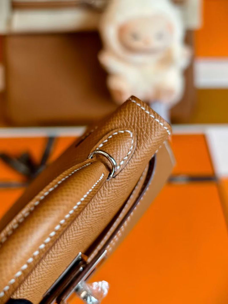 ミニケリー ゴールド HERMES ケリーミニ2 外縫い ゴールド ヴォーエプソン シルバー金具 2627828 エルメス 新作バッグ - 画像 (7)