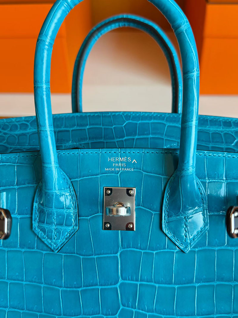 バーキン クロコダイル 定価 HERMES バーキン25 ブルーイズミール クロコダイル ポロサスマット シルバー金具 2627833 エルメス 新作バッグ - 画像 (3)