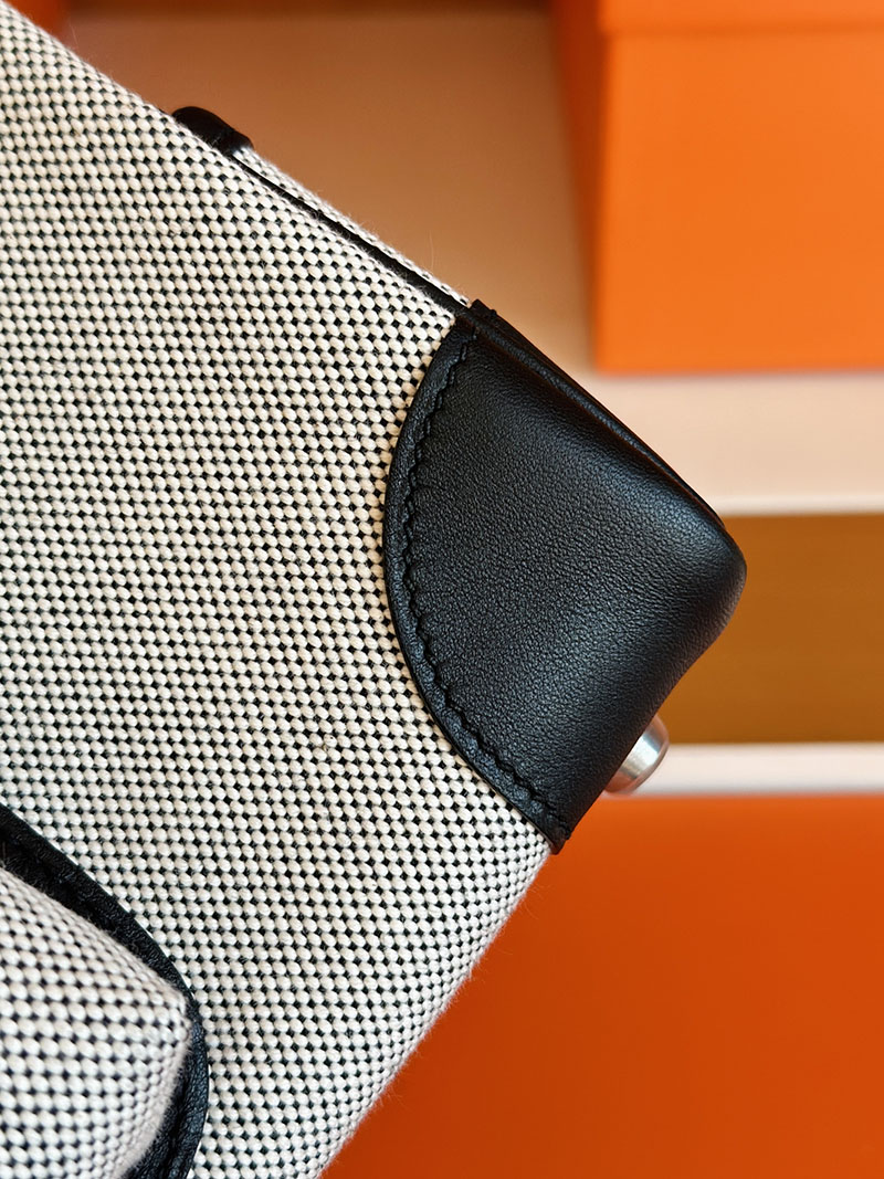 バーキン カーゴ 25 定価 HERMES バーキンカーゴ25 グレー/黒 ブラック キャンバス/スイフト シルバー金具 2627838 エルメス 新作バッグ - 画像 (4)
