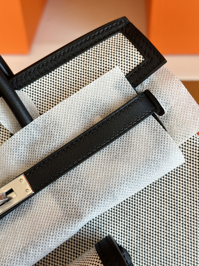 バーキン カーゴ 25 定価 HERMES バーキンカーゴ25 グレー/黒 ブラック キャンバス/スイフト シルバー金具 2627838 エルメス 新作バッグ - 画像 (2)