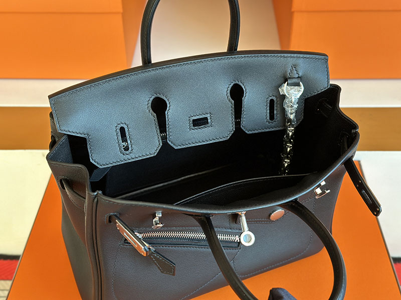 バーキンロック25 定価 HERMES バーキン25 ロック 黒 ブラック ヴォー・ヴォリュプト シルバー金具 2627839 エルメス 新作バッグ - 画像 (4)