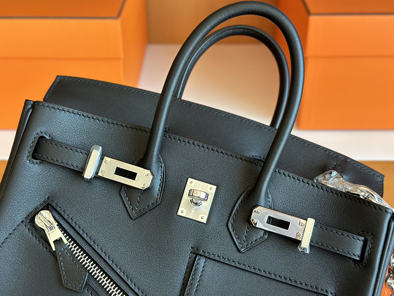 バーキンロック25 定価 HERMES バーキン25 ロック 黒 ブラック ヴォー・ヴォリュプト シルバー金具 2627839 エルメス 新作バッグ - 画像 (12)