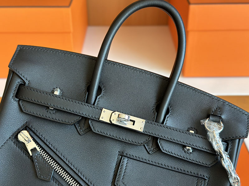 バーキンロック25 定価 HERMES バーキン25 ロック 黒 ブラック ヴォー・ヴォリュプト シルバー金具 2627839 エルメス 新作バッグ - 画像 (10)
