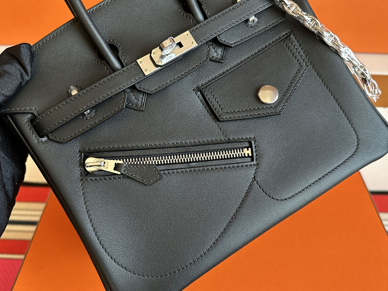 バーキンロック25 定価 HERMES バーキン25 ロック 黒 ブラック ヴォー・ヴォリュプト シルバー金具 2627839 エルメス 新作バッグ - 画像 (9)