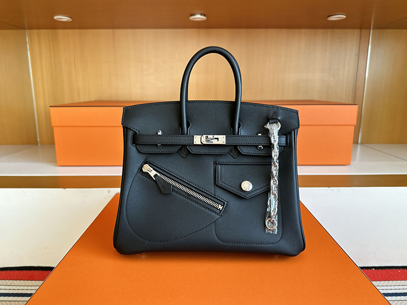 バーキンロック25 定価 HERMES バーキン25 ロック 黒 ブラック ヴォー・ヴォリュプト シルバー金具 2627839 エルメス 新作バッグ - 画像 (7)