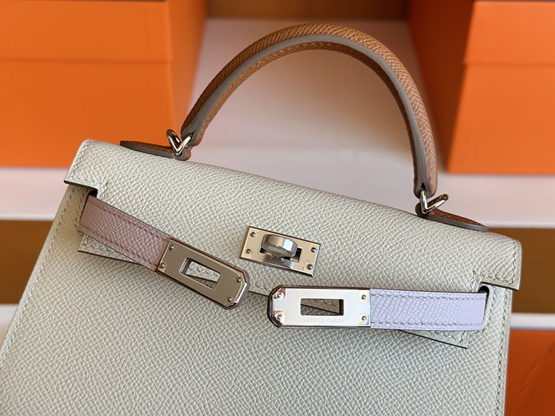 エルメス ケリーミニ2 HERMES ケリーミニ2 外縫い クレ/ローズドラジェ/ゴールド ヴォーエプソン シルバー金具 2627842 エルメス 新作バッグ - 画像 (4)