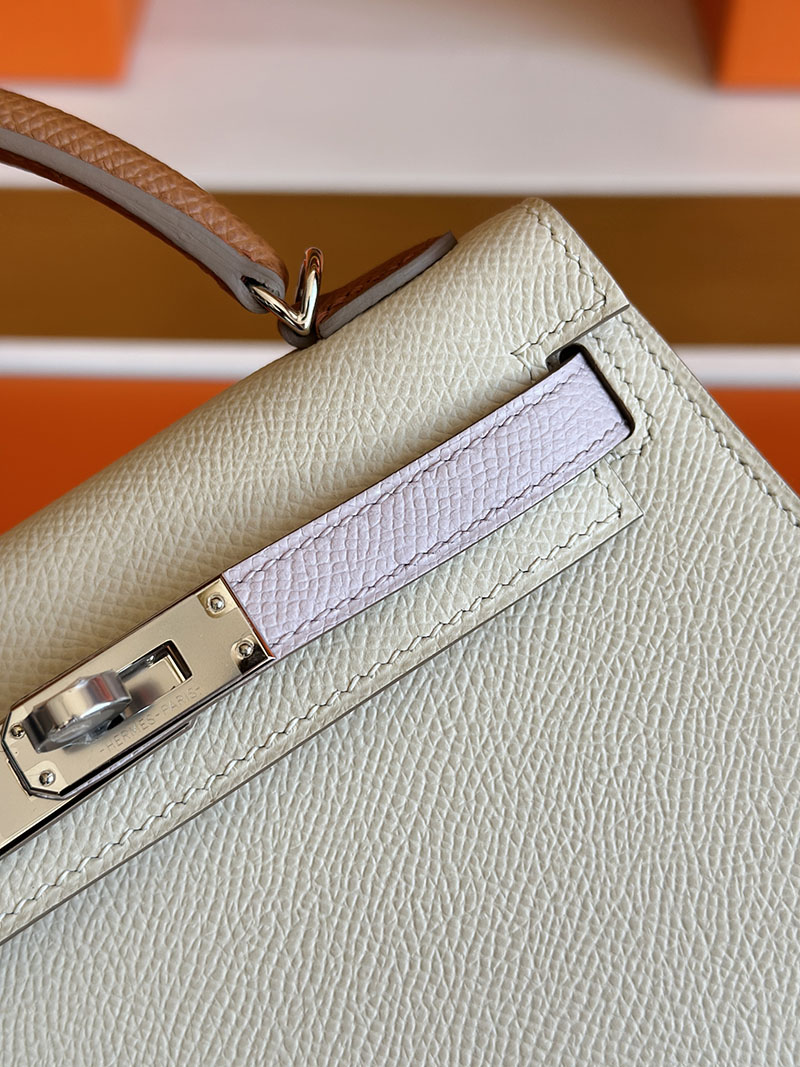 エルメス ケリーミニ2 HERMES ケリーミニ2 外縫い クレ/ローズドラジェ/ゴールド ヴォーエプソン シルバー金具 2627842 エルメス 新作バッグ - 画像 (2)
