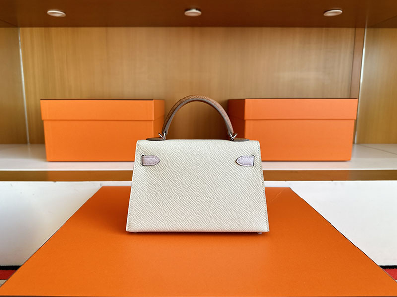 エルメス ケリーミニ2 HERMES ケリーミニ2 外縫い クレ/ローズドラジェ/ゴールド ヴォーエプソン シルバー金具 2627842 エルメス 新作バッグ - 画像 (12)