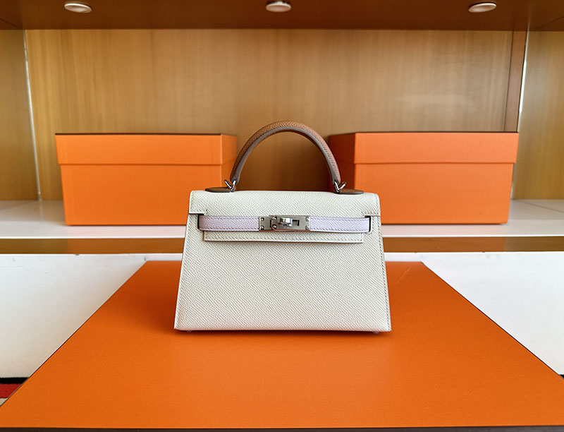 エルメス ケリーミニ2 HERMES ケリーミニ2 外縫い クレ/ローズドラジェ/ゴールド ヴォーエプソン シルバー金具 2627842 エルメス 新作バッグ - 画像 (11)