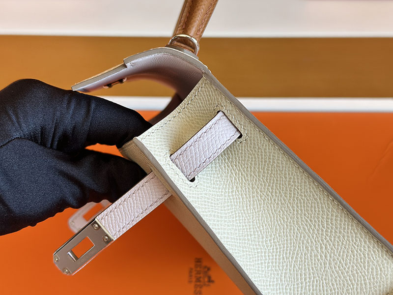 エルメス ケリーミニ2 HERMES ケリーミニ2 外縫い クレ/ローズドラジェ/ゴールド ヴォーエプソン シルバー金具 2627842 エルメス 新作バッグ - 画像 (8)