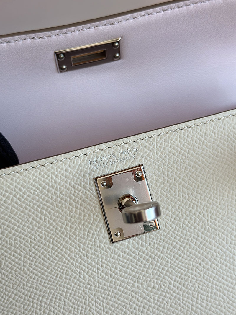 エルメス ケリーミニ2 HERMES ケリーミニ2 外縫い クレ/ローズドラジェ/ゴールド ヴォーエプソン シルバー金具 2627842 エルメス 新作バッグ - 画像 (6)