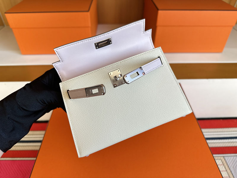 エルメス ケリーミニ2 HERMES ケリーミニ2 外縫い クレ/ローズドラジェ/ゴールド ヴォーエプソン シルバー金具 2627842 エルメス 新作バッグ - 画像 (5)