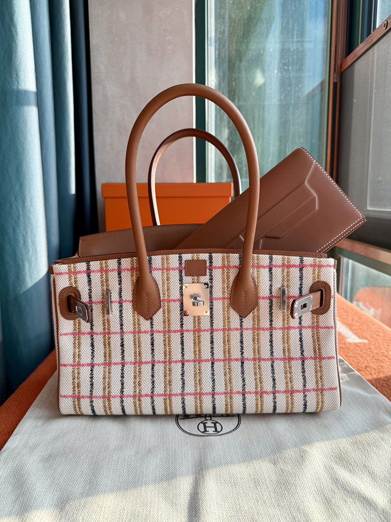 エルメス ミニバーキン HERMES バーキンショルダーライト 29 ゴールド トワルアッシュ ヴォースイフト シルバー金具 2627848 エルメス 新作バッグ - 画像 (6)