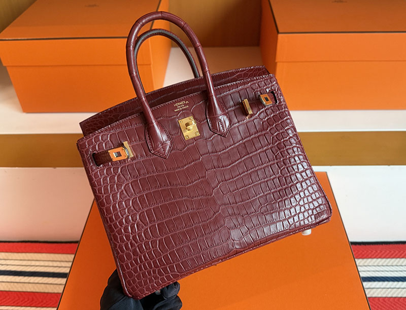 エルメス クロコダイル バーキン HERMES バーキン25 ルージュアッシュ クロコダイル ポロサスマット ゴールド金具 2627862 エルメス 新作バッグ - 画像 (8)