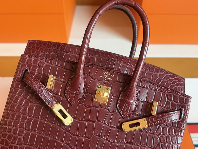 エルメス クロコダイル バーキン HERMES バーキン25 ルージュアッシュ クロコダイル ポロサスマット ゴールド金具 2627862 エルメス 新作バッグ - 画像 (6)