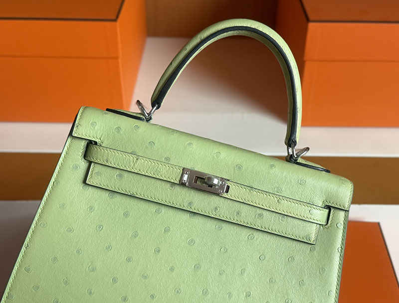 ケリー28 外縫い HERMES ケリー28 外縫い ヴェールクリケット オーストリッチ シルバー金具 2627868 エルメス 新作バッグ - 画像 (7)