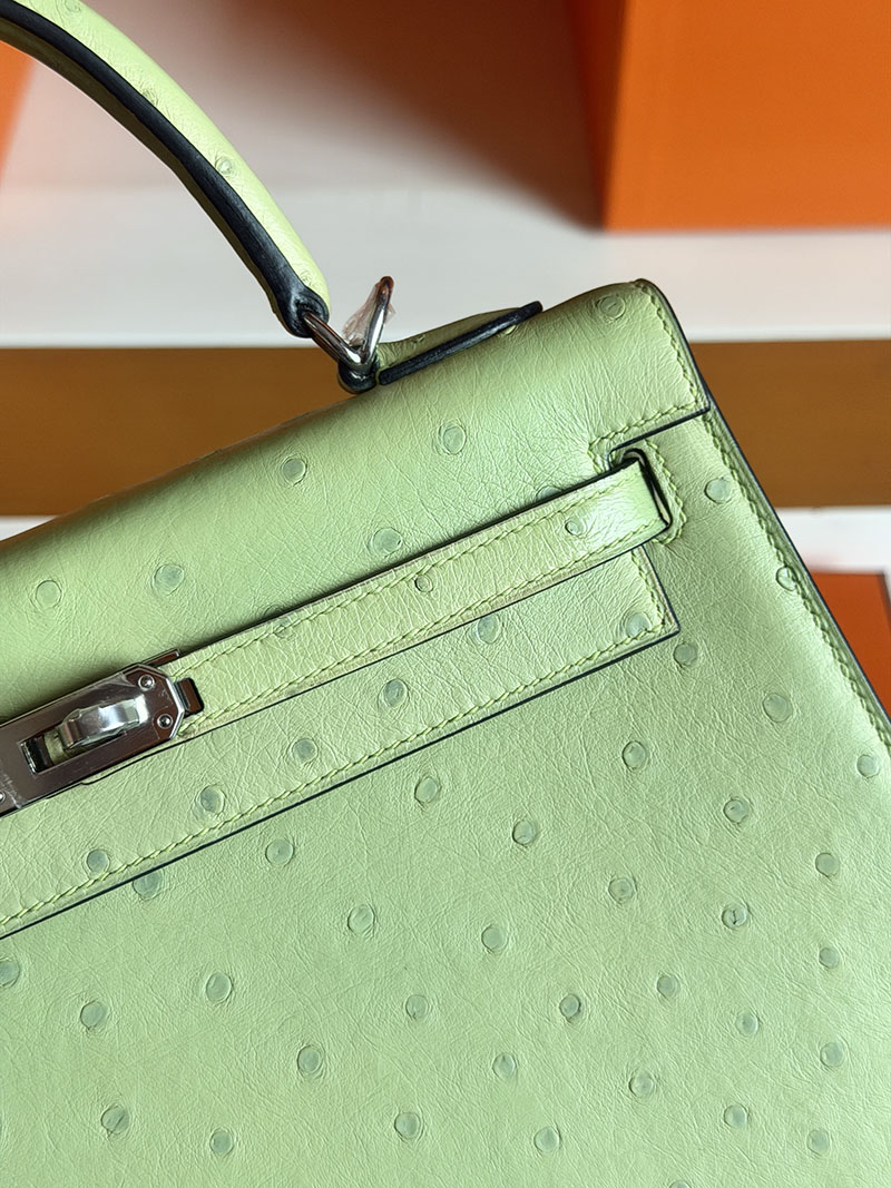 ケリー28 外縫い HERMES ケリー28 外縫い ヴェールクリケット オーストリッチ シルバー金具 2627868 エルメス 新作バッグ - 画像 (6)
