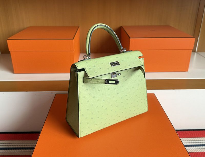 ケリー28 外縫い HERMES ケリー28 外縫い ヴェールクリケット オーストリッチ シルバー金具 2627868 エルメス 新作バッグ - 画像 (4)