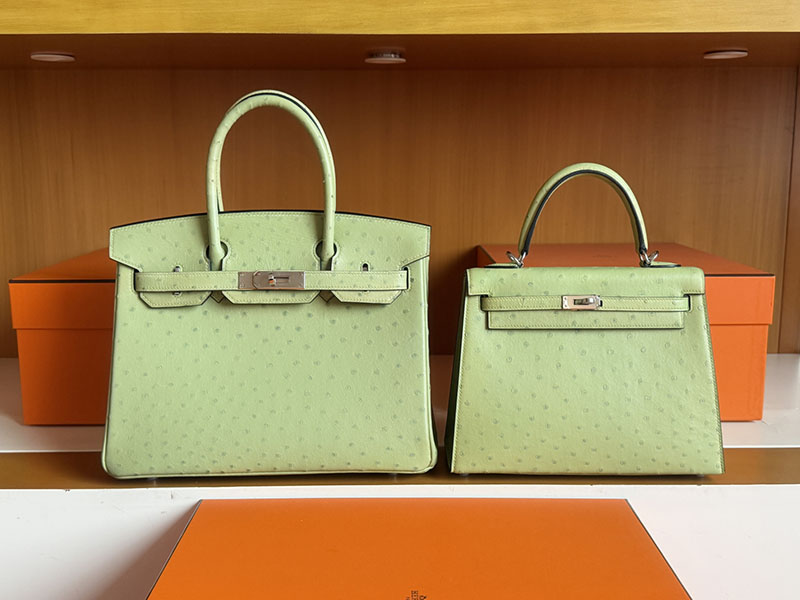 ケリー28 外縫い HERMES ケリー28 外縫い ヴェールクリケット オーストリッチ シルバー金具 2627868 エルメス 新作バッグ - 画像 (2)