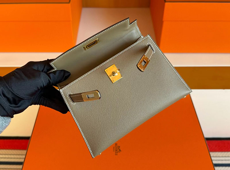ケリーミニ 定価 HERMES ケリーミニ2 外縫い クレ ヴォーエプソン ゴールド金具 2627872 エルメス 新作バッグ - 画像 (5)