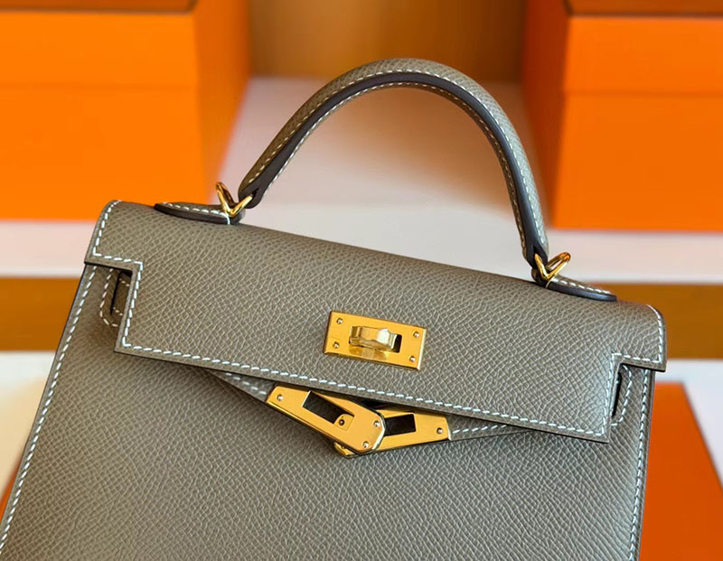 ケリーミニ 定価 HERMES ケリーミニ2 外縫い クレ ヴォーエプソン ゴールド金具 2627872 エルメス 新作バッグ - 画像 (4)