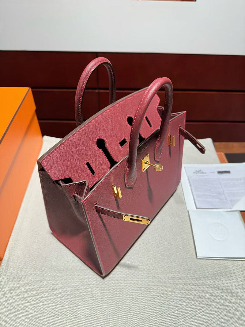 バーキン 外縫い 25 HERMES バーキン25 セリエ ルージュアッシュ ヴォーエプソン ゴールド金具 2627873 エルメス 新作バッグ - 画像 (4)