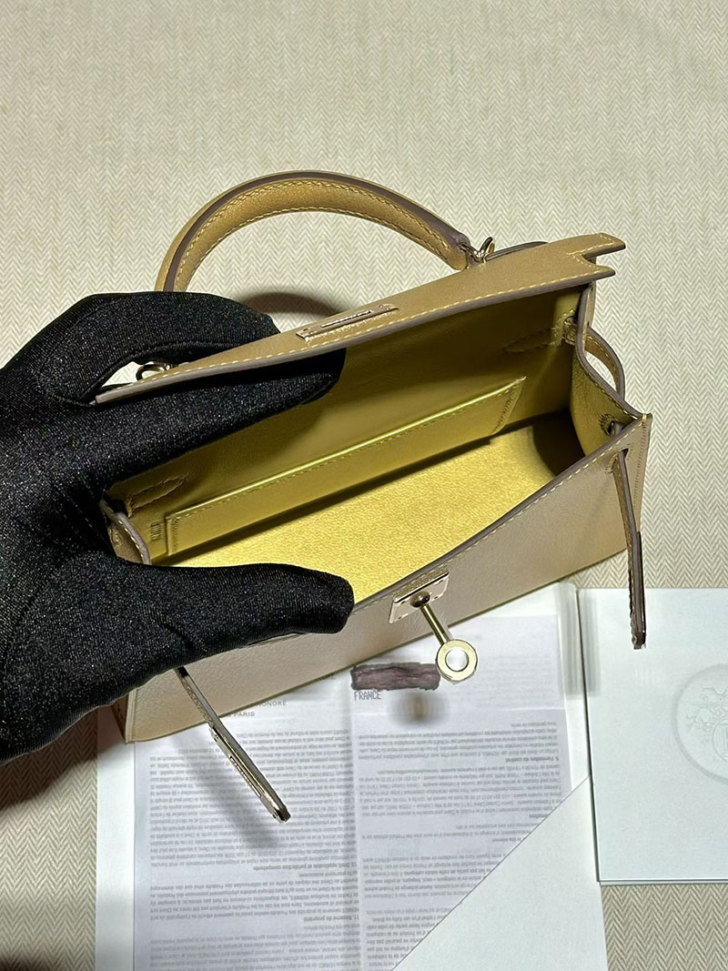 ミニケリー 風バッグ HERMES ケリーミニ2 外縫い ブロンズドレ シェブルミゾル シルバー金具 2627874 エルメス 新作バッグ - 画像 (2)