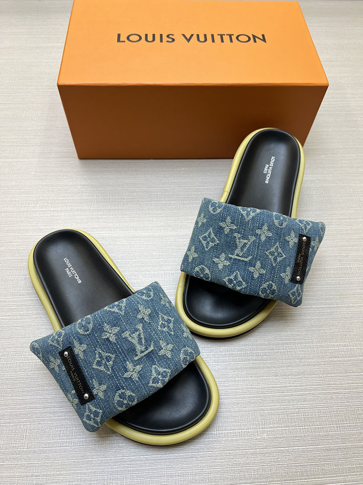 メンズ・レディース兼用 ルイヴィトン サンダル LV プールピロー・ライン ミュール モノグラム 2629024 ルイヴィトン 靴 デニム - 画像 (2)