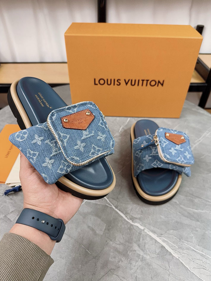 メンズ・レディース兼用 ルイヴィトン Louis Vuitton × 村上隆 サンダル LVリミックス 2629043 ルイヴィトン 靴 デニム - 画像 (7)