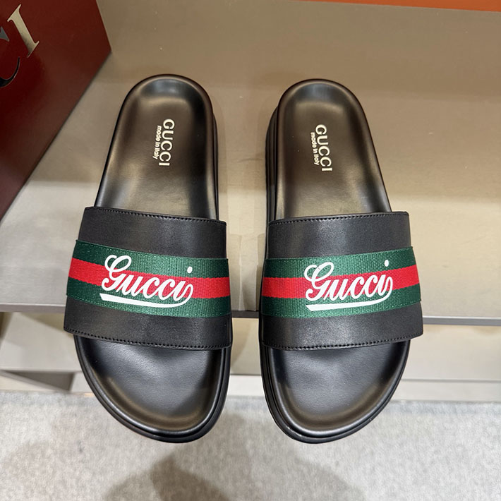 グッチ直営アウトレット店 GUCCI ラバーメンズ スライドサンダル シューズ 2629082 グッチ サンダル 黒 - 画像 (4)